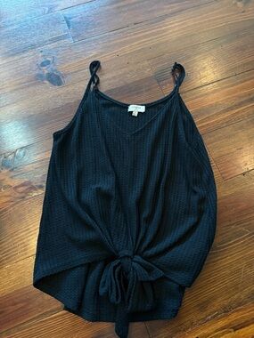 Umgee Black Tie-Front Textured Camisole